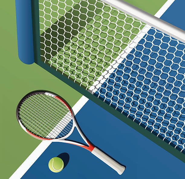 a tennis court with a net in the middle of it