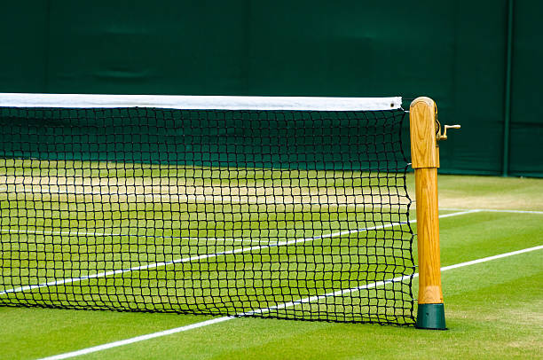 a tennis court with a net in the middle of it