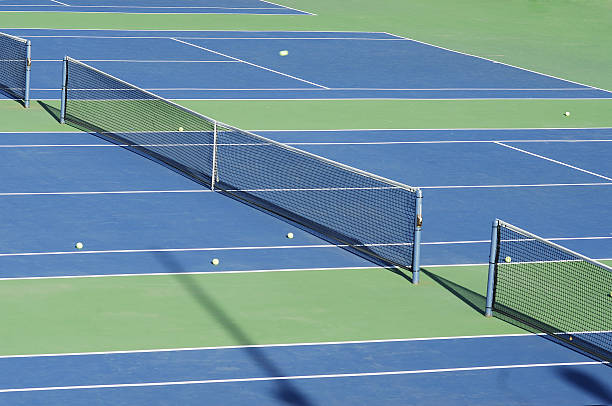 a tennis court with a net in the middle of it