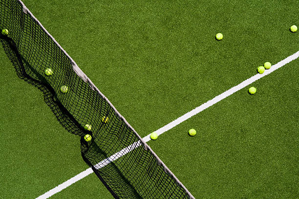 Tennis field with many tennis balls formation e commerce